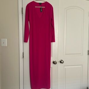 Hot Pink Slinky Stretchy Maxi Dress. Size 12